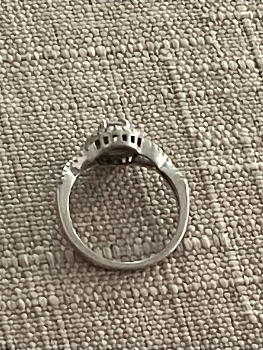 Vintage Sterling Silver Floral Halo Ring with Central Stone - Picture 6 of 6